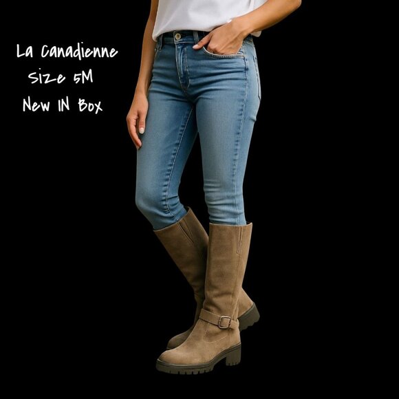 La Canadienne Women's Taupe Tall Knee-High Boots - Size 5 Medium, New In Box - Picture 1 of 6
